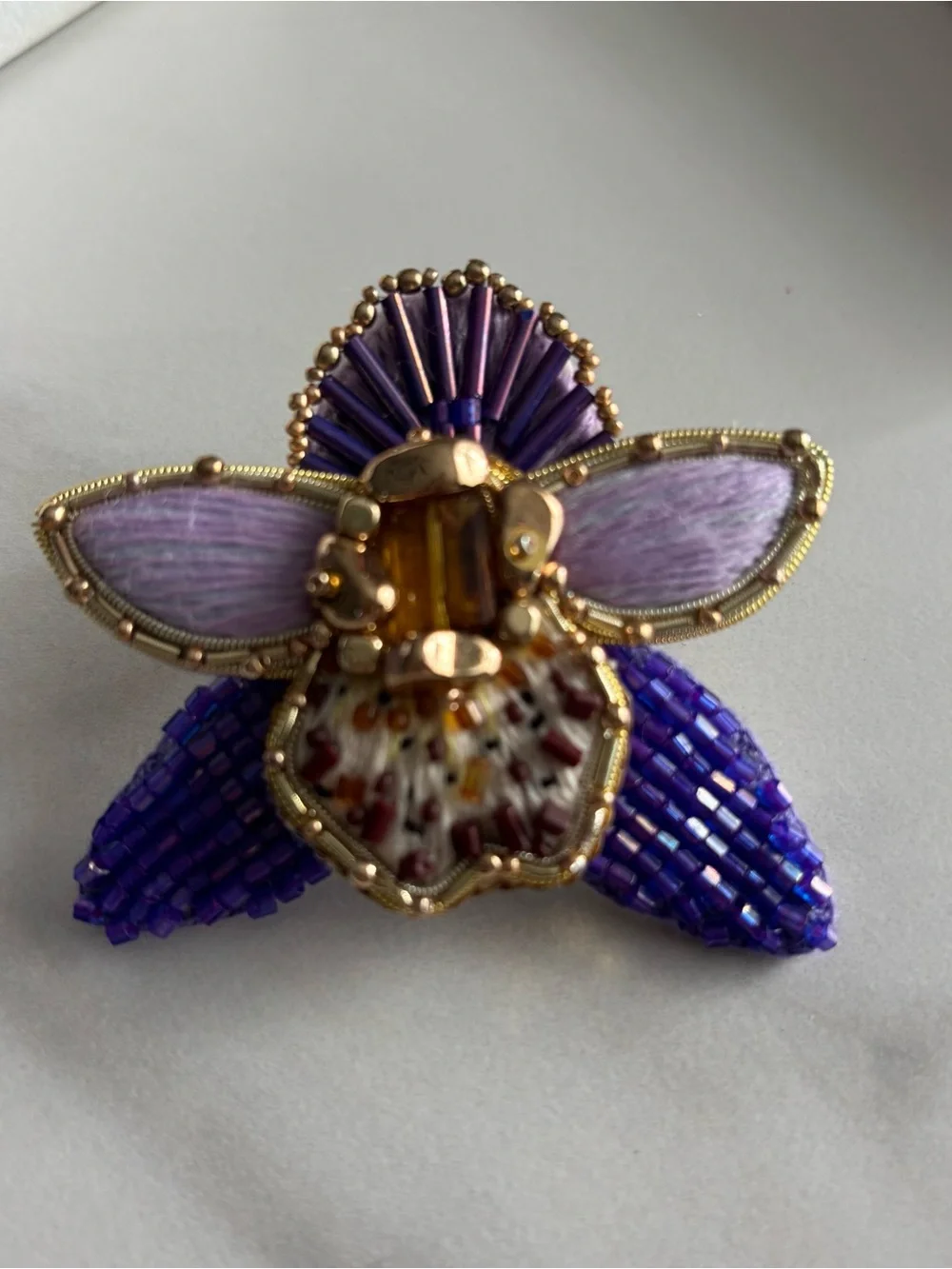 Beaded Orchid Statement Earrings